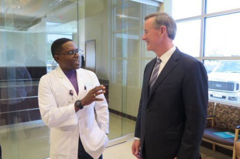 Touring the Joslin Diabetes Center Affiliate at Doctors Hospital at Renaissance with medical director Dr. Marcel Twahirwa
