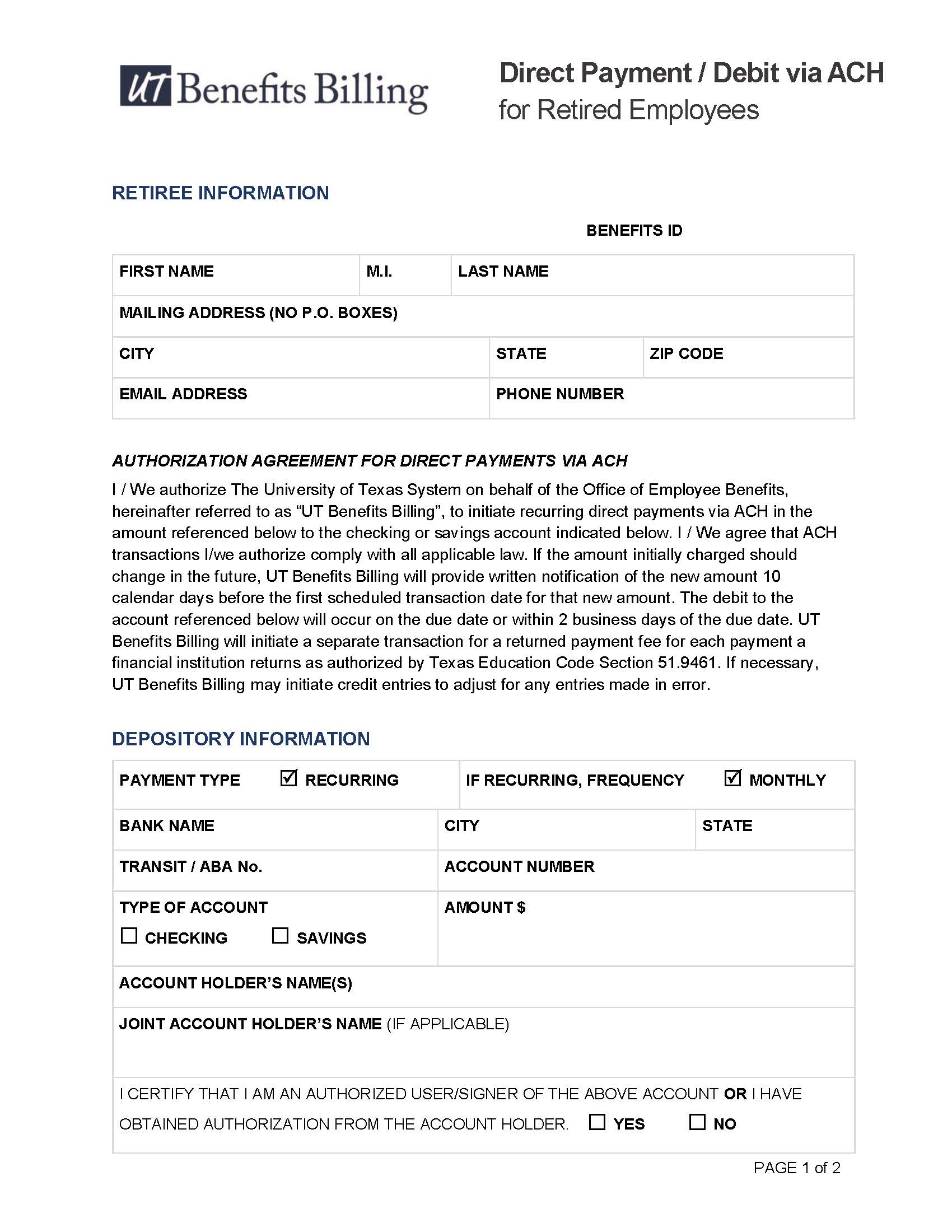 form debit manchester direct of university Billing UT Benefits Authorization Payment/Debit Direct form debit manchester direct of university Billing UT Benefits Authorization Payment/Debit Direct