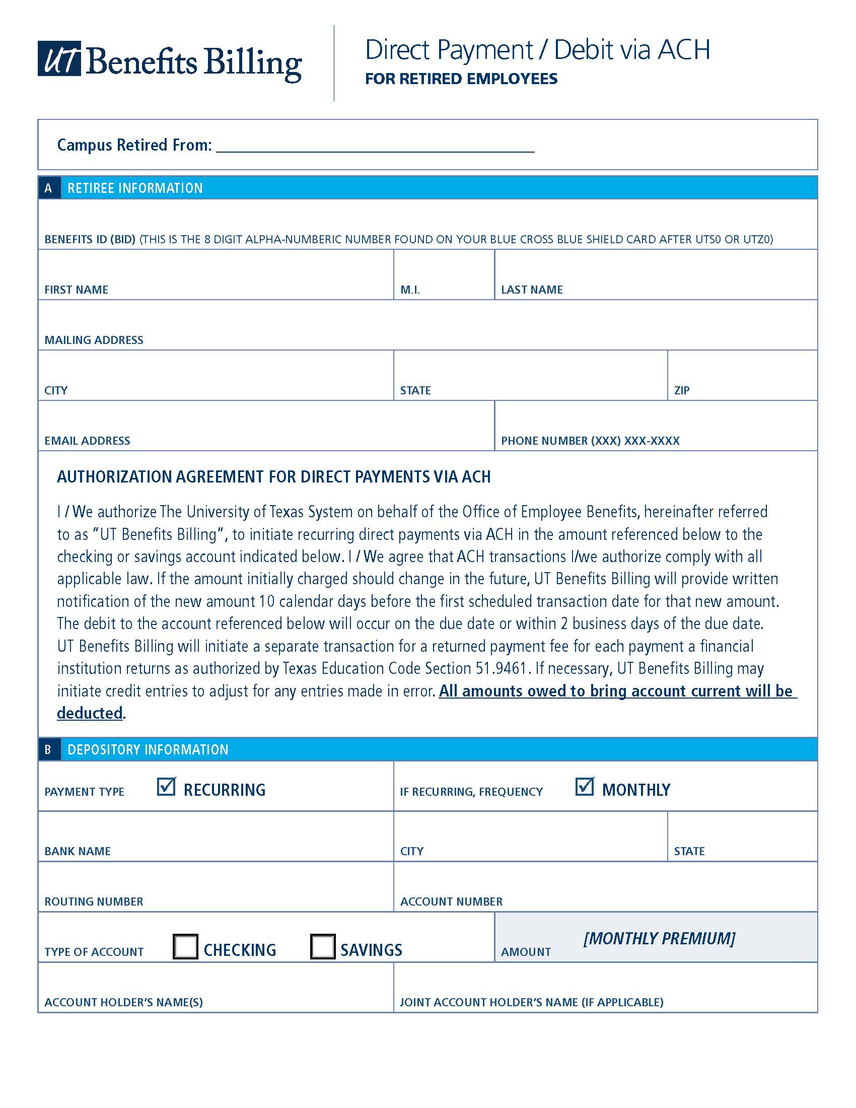 Direct Payment/Debit Authorization Agreement