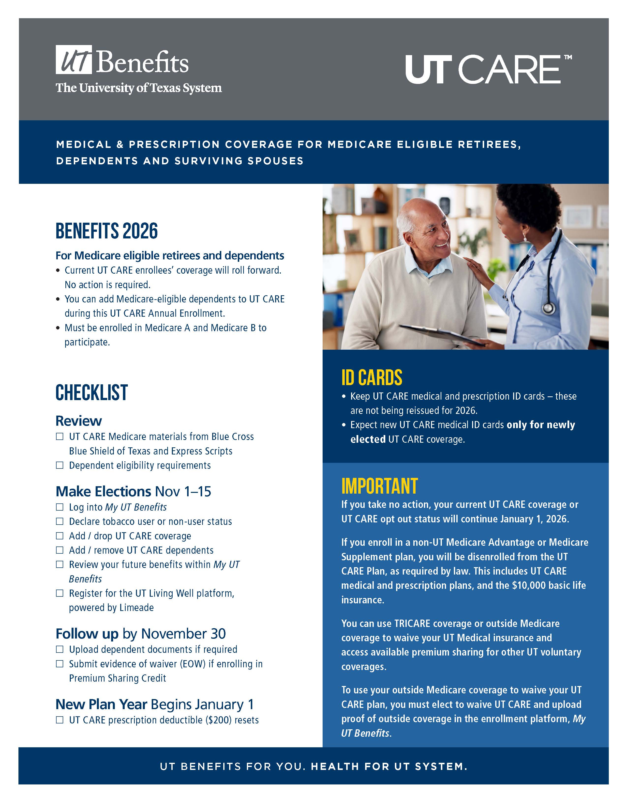 Image of first page of 2026 highlight guide for UT CARE 