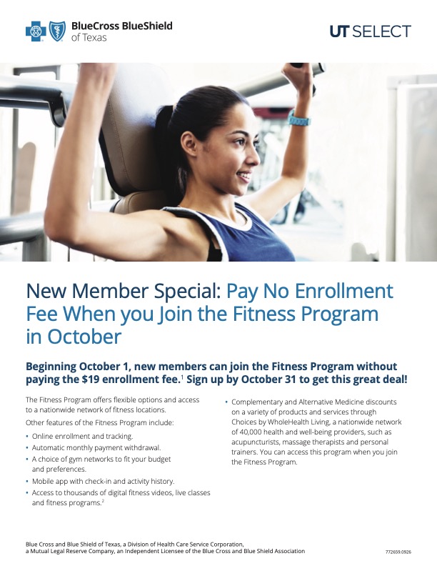 Image of page 1 of UT SELECT Fitness Program flyer