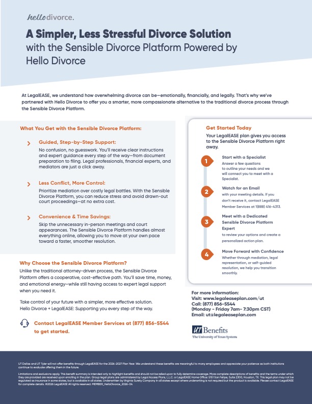 Legal Ease Hello Divorce Flyer Cover