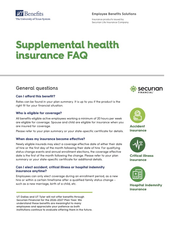 Securian Financial Supplemental Health Insurance FAQ Cover