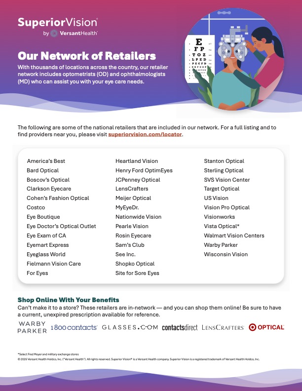 Superior Vision Our Network of Retailers Cover