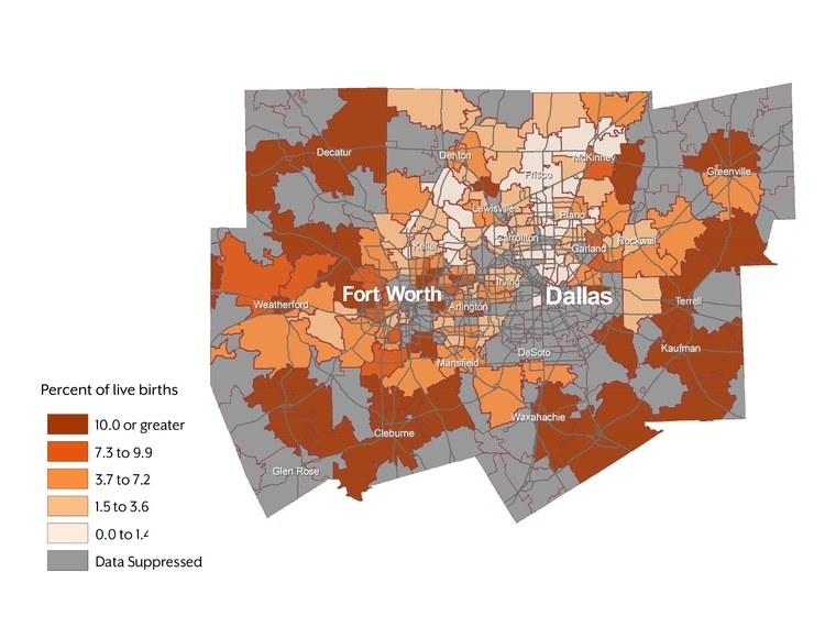 Zip code map of Dallas/Fort Worth area