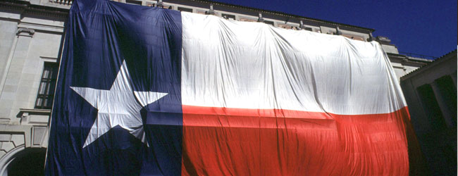 Texas flag over UT austin