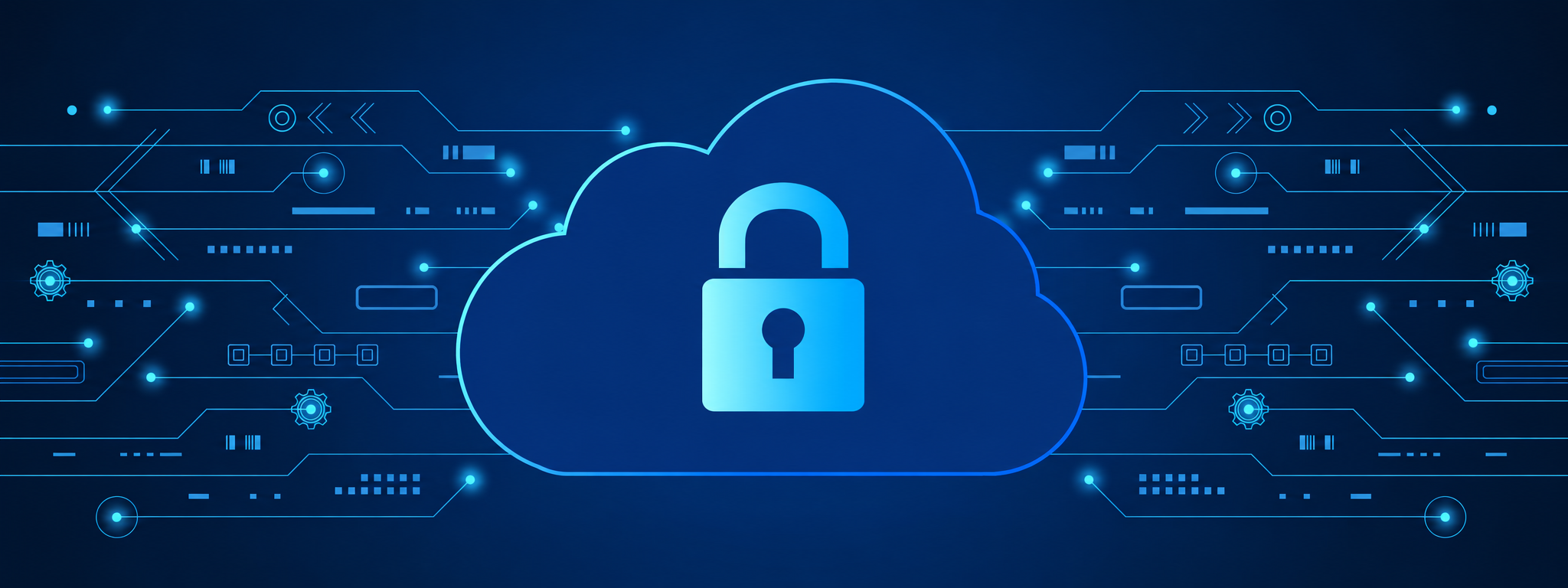 Security and Privacy workgroup header image of blue lcok in cloud and data web