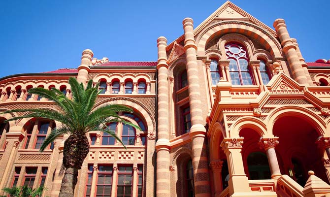 Exterior facade of the main building at UT Medical Branch