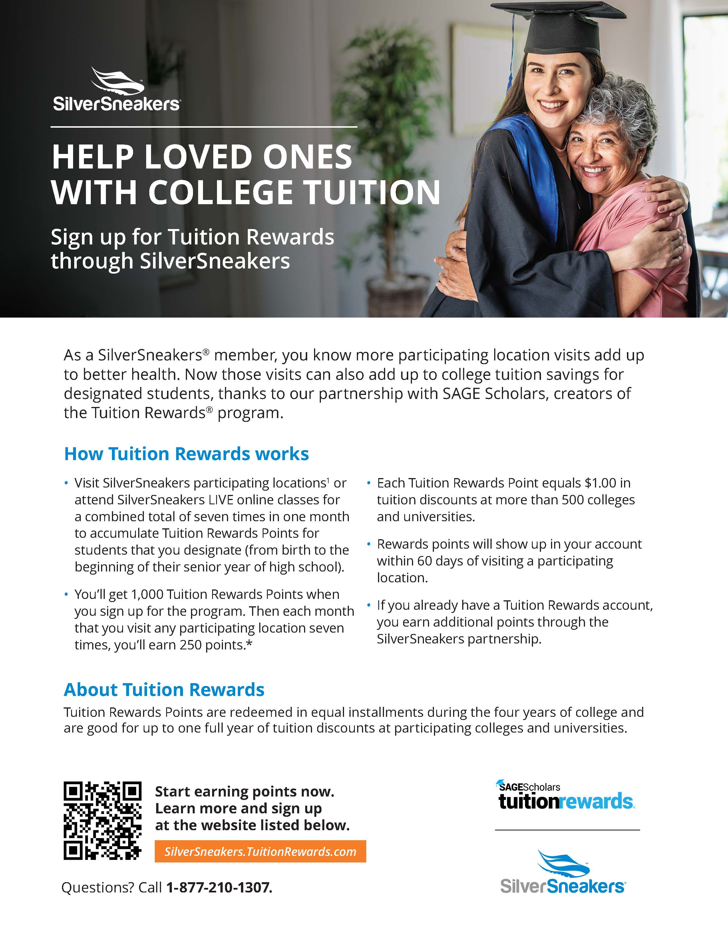 Help loved ones with college tuition. Sign up for Tuition Rewards through SilverSneakers