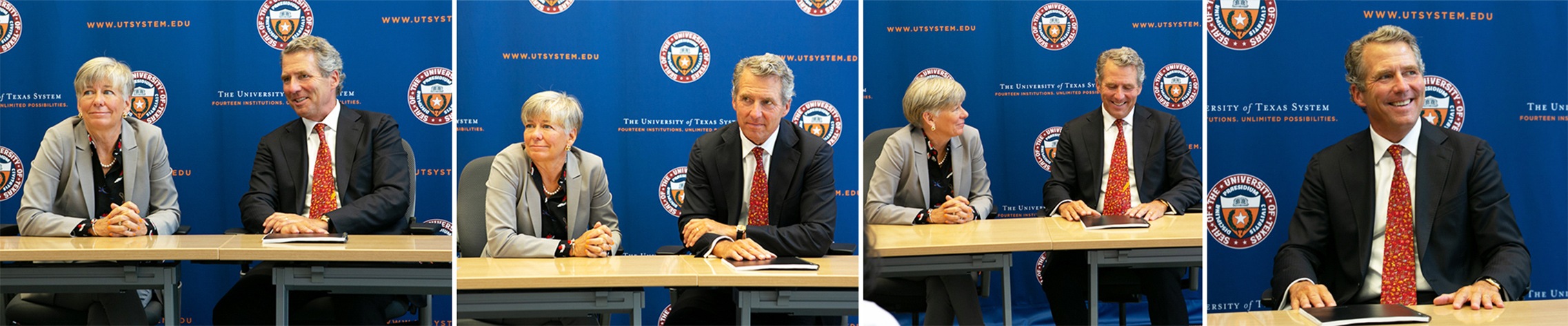 Chancellor Milliken and wife, Nana Smith, at a press conference.