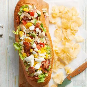 Cobb salad in a french loaf.