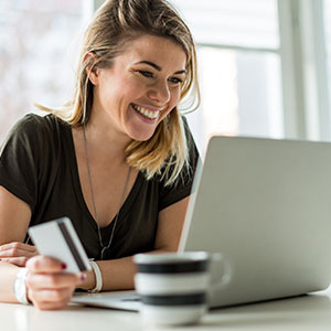 Woman paying with flex card