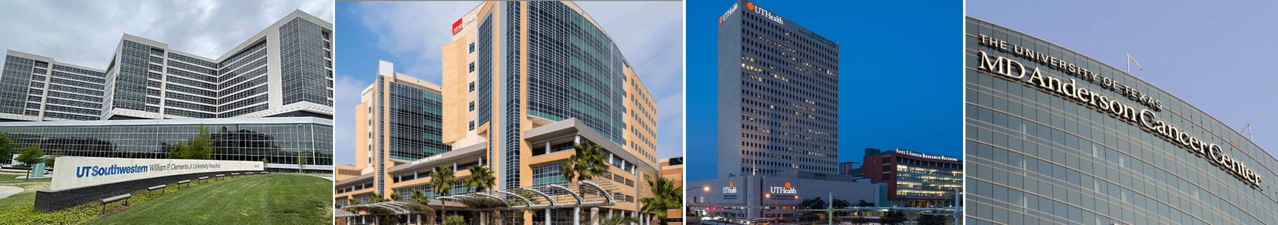 Collage of building images from UT System's health institutions.