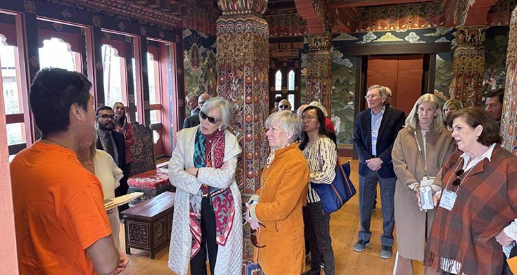 CCEC members enjoyed a campus tour highlighting UTEP's Bhutanese-inspired architecture, including a stop at the beautiful Lhakhang.