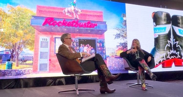 Chancellor Milliken hosted a conversation with custom bootmaker Nevena Christi of El Paso's Rocketbuster Boots on Feb. 9