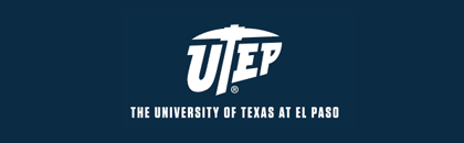 UT El Paso logo over a dark blue background