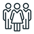 line drawing icon with 3 people standing