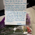 Officers from the UT Tyler PD gathered with other local law enforcement at Broadway Square Mall in Tyler, where they were greeted by a UT Tyler student with flowers and a thank you note.