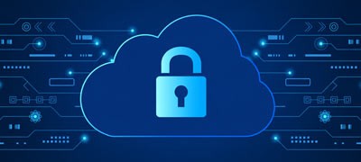 Composite of a lock over a cloud illustration