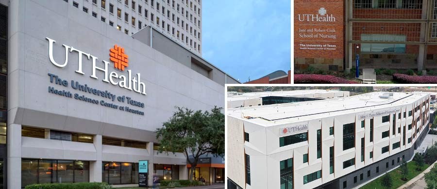 Collage of exterior views from UT Health Science Center - Houston