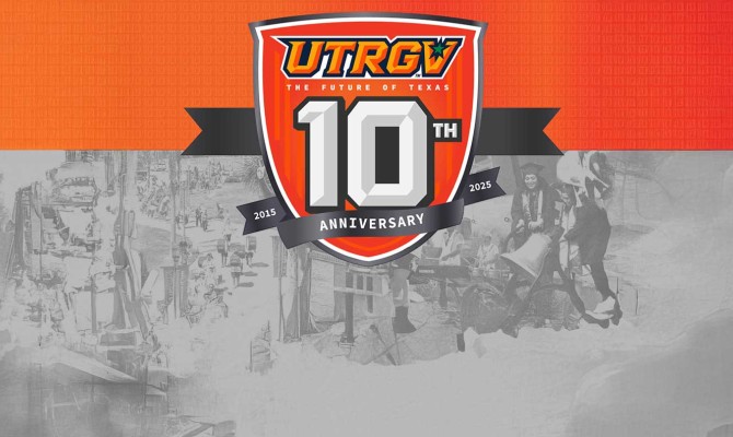 Graphic collage of UT RGV seal show 10 years.
