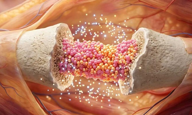 Computer image of a bone "rebuilding" itself