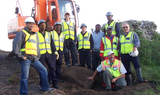 Crew doing a seismic hazard assessment