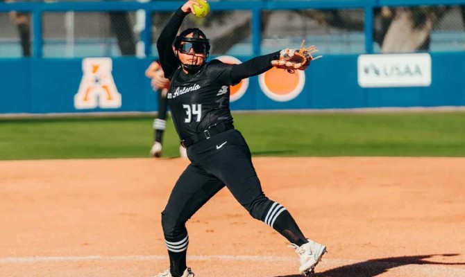 Arlette Hernandez gets ready to pitch the ball during a game.