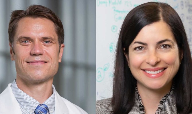 Side-by-side profile photos of Bradley Lega and Genevieve Konopka