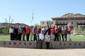 FY 2017 EAC Employee Advisory Committee standing at the UTEP Centennial Plaza