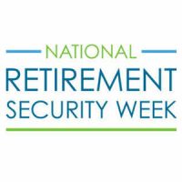 text graphic: National Retirement Security Week. Text is in green and blue.